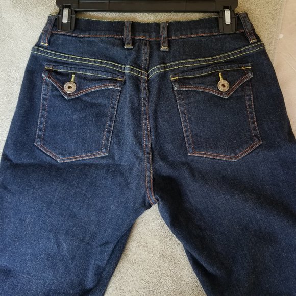 TINT Low rise Dark Blue Denim Jeans w/Gold Stitch sz 4 - Picture 2 of 16